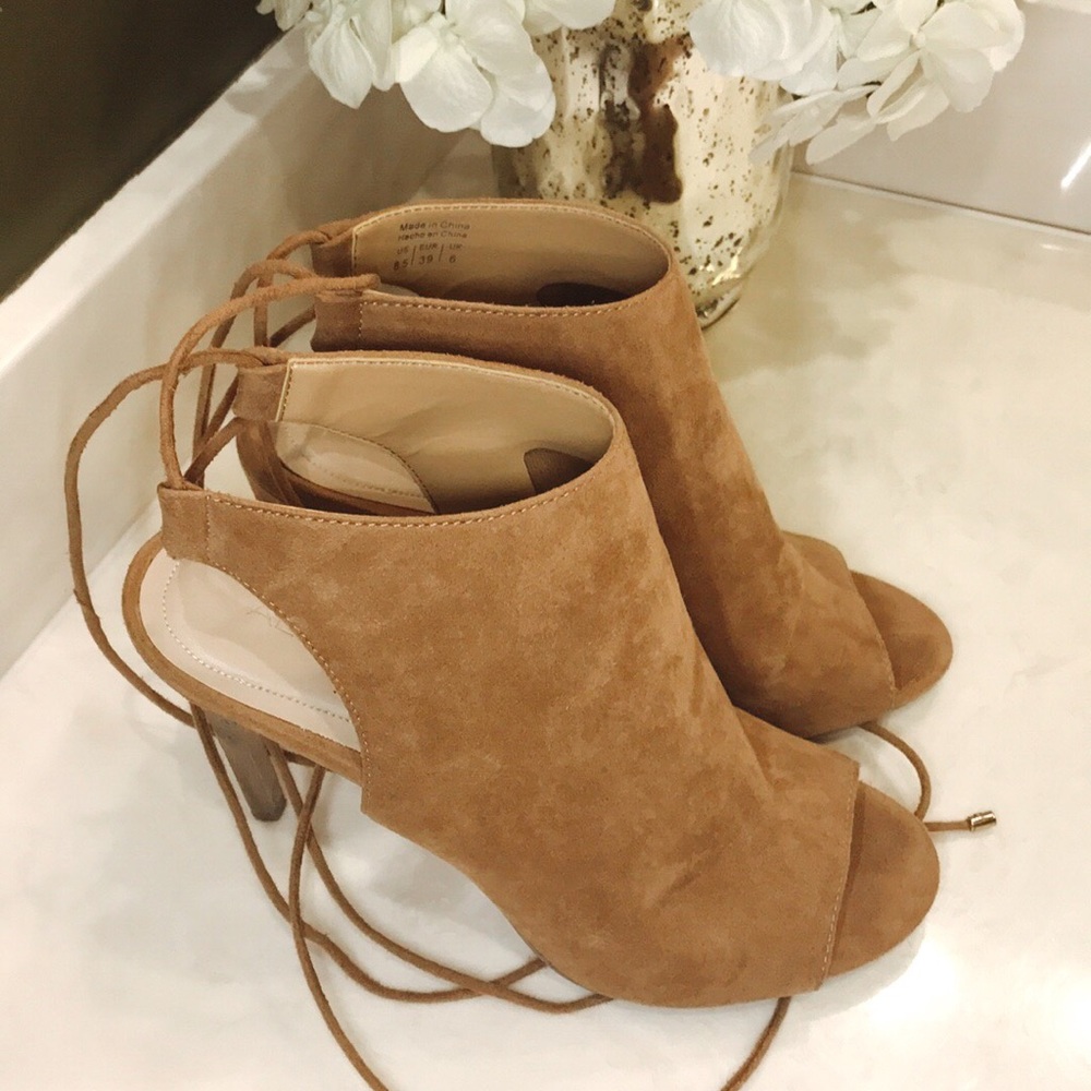 ALDO Tie Up Peep Toe Suede Booties